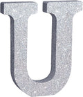 TONIFUL 8 Inch Silver Glitter Letter U Table Centerpiece A-Z Silver Birthday by TONIFUL