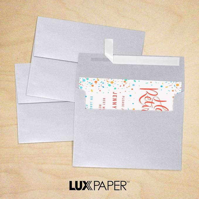 LUXPaper A7 Invitation Envelopes | Peel & Press | 5 1/4" x 7 1/4" | Silver - Image 4