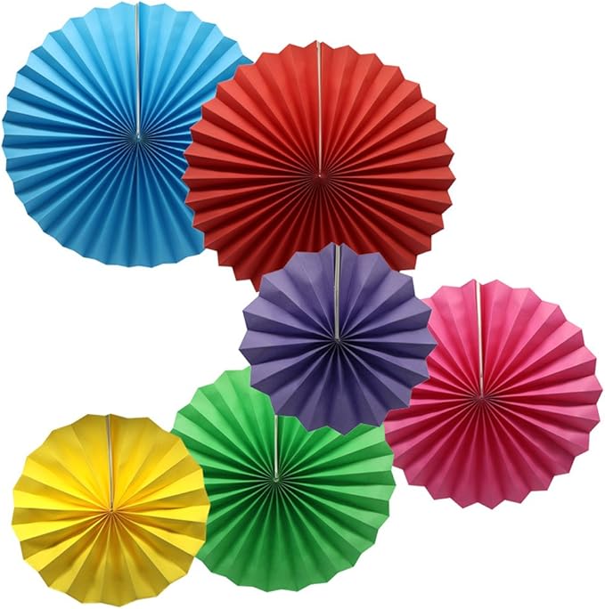 Colorful Hanging Paper Fans Decoration Round Pattern Paper Garlands Set by ADLKGG