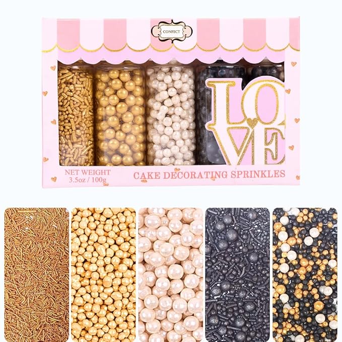 Confect Sprinkles- Red Carpet Glam Cake Decorating Sprinkles – Edible Black by CONFECTTHECAKEDECORATINGCO