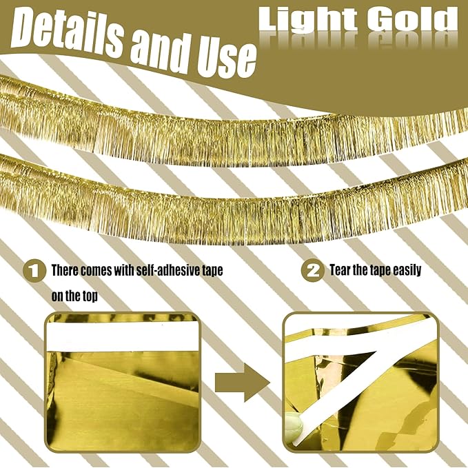 6 Pack 10 Feet Foil Fringe Garland Metallic Tinsel Streamers Banner Wall - Image 3