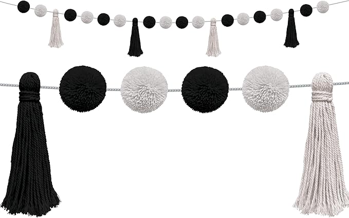Teacher Created Resources Black and White Pom-Poms and Tassels Garland by TeacherCreatedResourcesOS