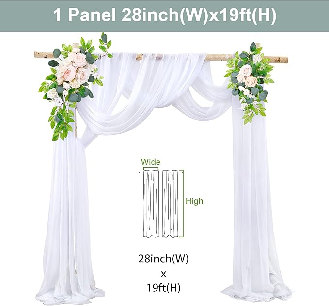 1 Panel Wedding Arch Draping Fabric White Sheer Backdrop Curtain Arch Drape - Image 5