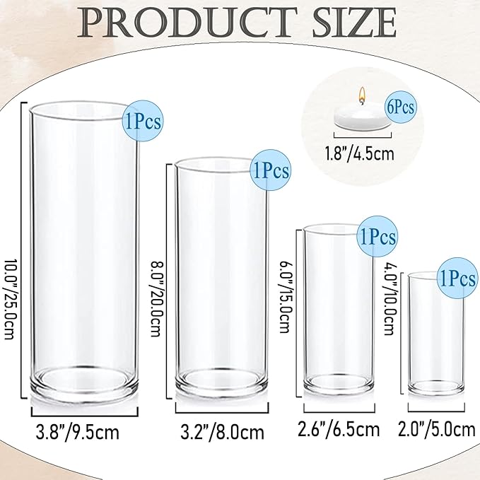 UDU 4 Pack Glass Cylinder Vases - Image 2