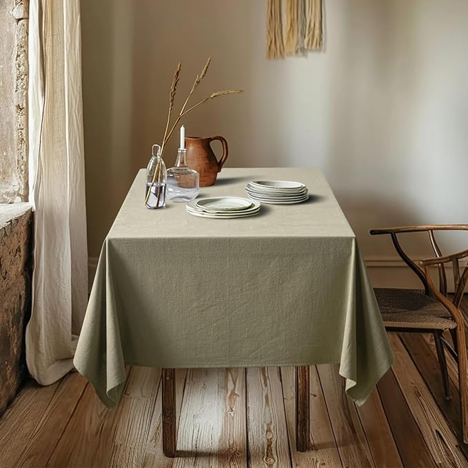 MIULEE Linen Cotton Blend Tablecloth Rectangle, Luxury Waterproof Stain - Image 4