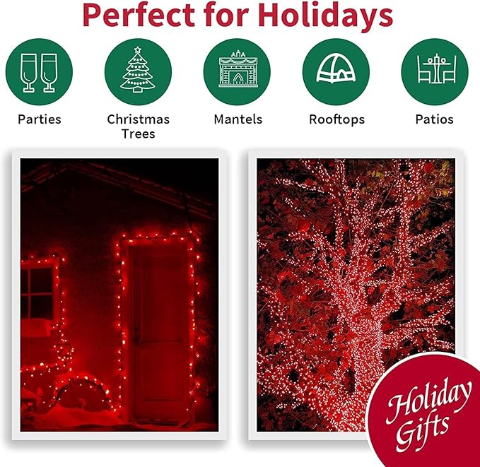 LAMPHOME 66ft Christmas Decorative Mini Lights, 200 LED Transparent Wire Fairy - Image 6