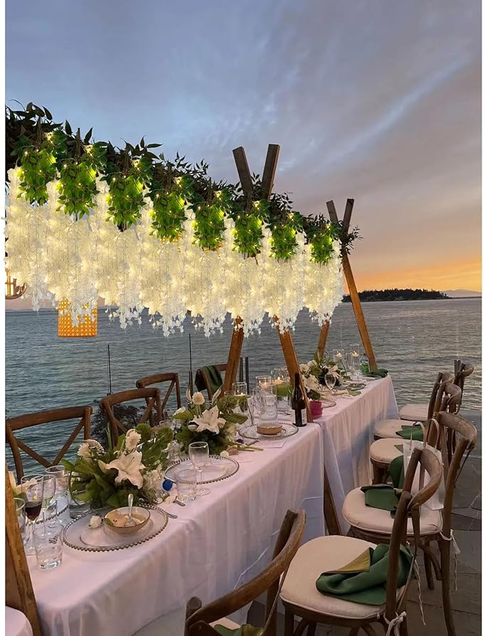 12 Pack White Wisteria Hanging Flowers Garland - Image 5