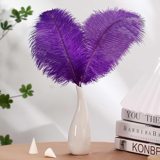 YAKRUNA 30PCS Purple Ostrich Feathers Bulk 12-14 Inches - Image 4