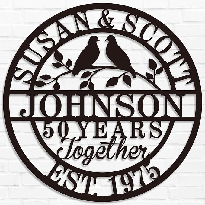 Personalized Wedding Anniversary Sign Gifts, Custom 50th 40th 65th 60th 25th by HZYCYYFC