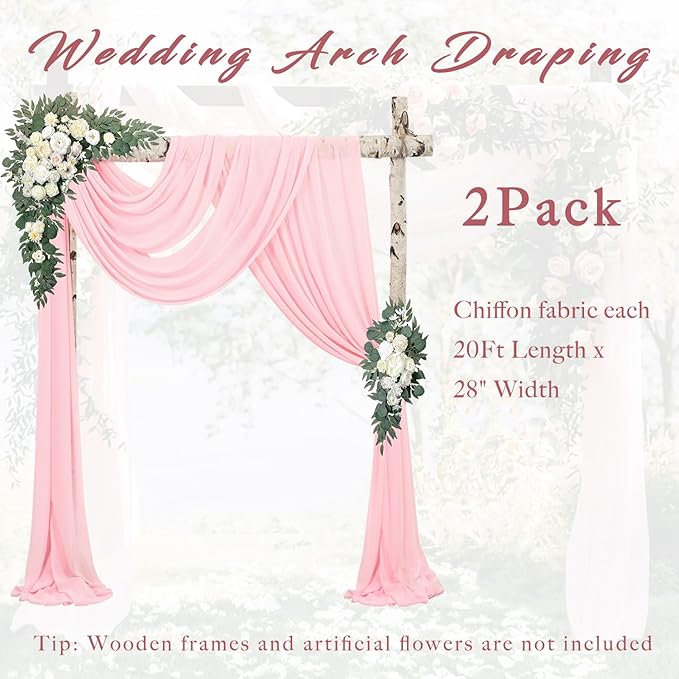 2 Panels Wedding Arch Draping Fabric 20Ft Length x 28" Width Light Pink Arch - Image 6