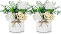 BLOSMON Table Decor Artificial Flowers Vase 7 Inch Small Fake Flower White by Blosmon