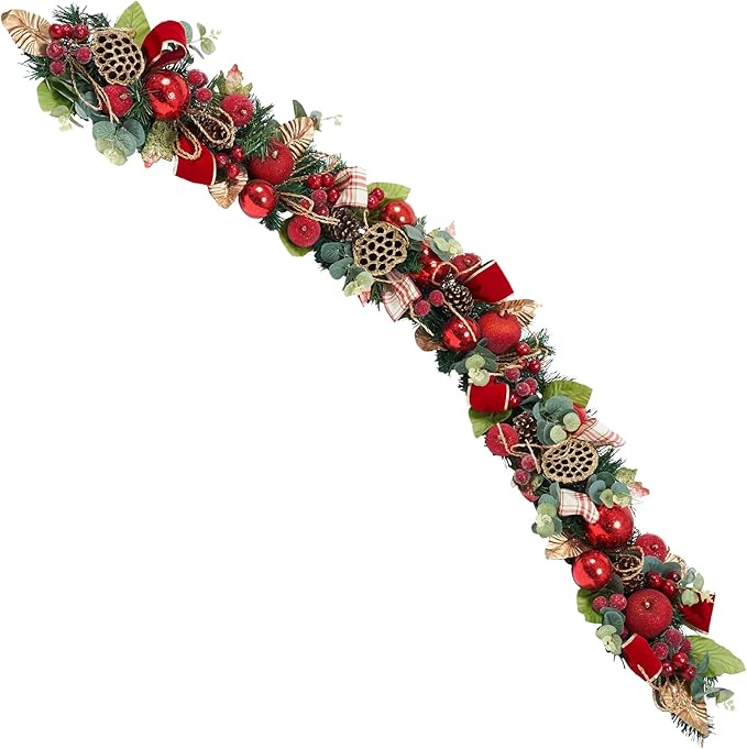 5 ft Christmas Garland for Mantle for Stairs Railing, for Table No Light by HolidayTree