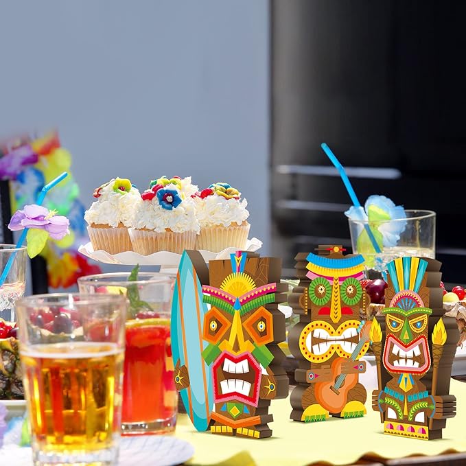 Blulu 3 Pcs Tiki Party Decor Hawaiian Luau Party Decorations Tropical Aloha - Image 5