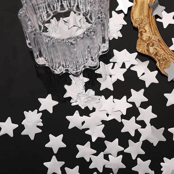 Silver Star Foil Confetti Beautiful Metallic Table Confetti Glitter - Image 3