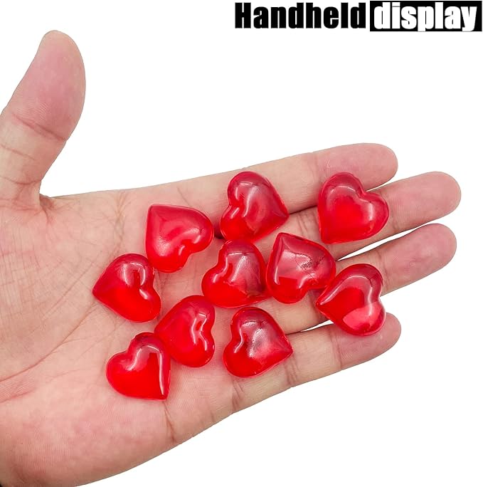 200pcs 3D Red Acrylic Heart Decorations, 22 mm Acrylic Hearts Shaped Decor - Image 2