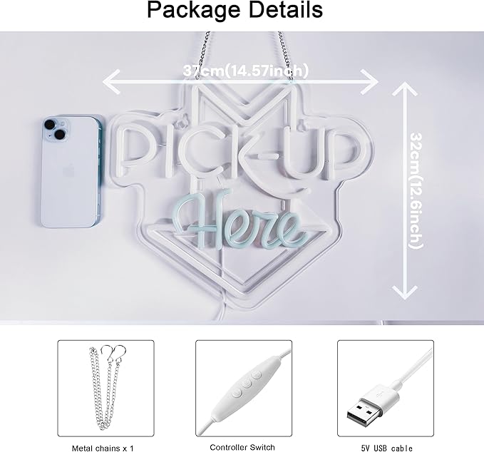 PICK-UP Here Neon Sign, Neon Lights Hanging Wall Art Decoration - Image 5