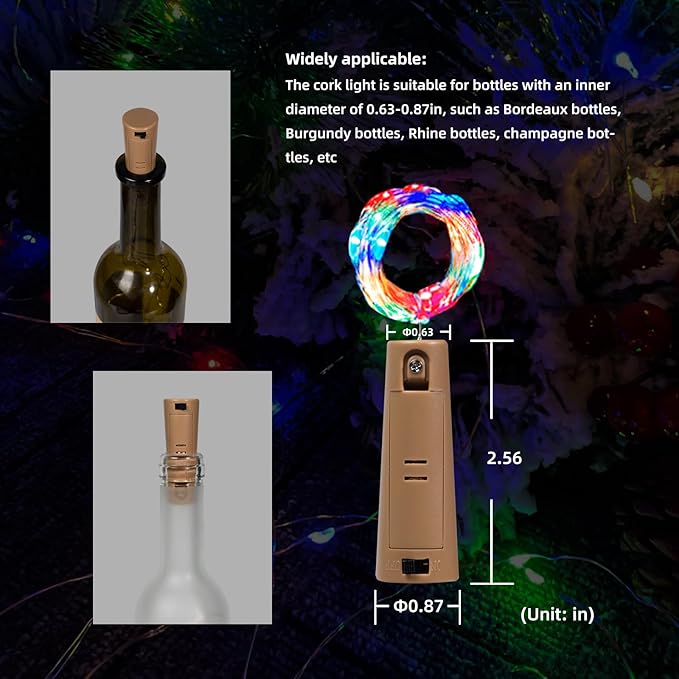 Dual Battery Pack LED Bottle Lights, 6.6ft 20led Double The Lighting Time - Image 6