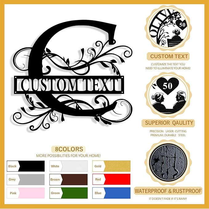 Custom Metal Name Sign, Personalized Family Last Name Signs - Image 4
