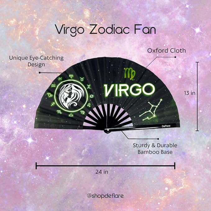 DeFlare | Cosmic Zodiac Rave Fan | Zodiac Sign Hand Fan | Astrology Rave Fan | - Image 5