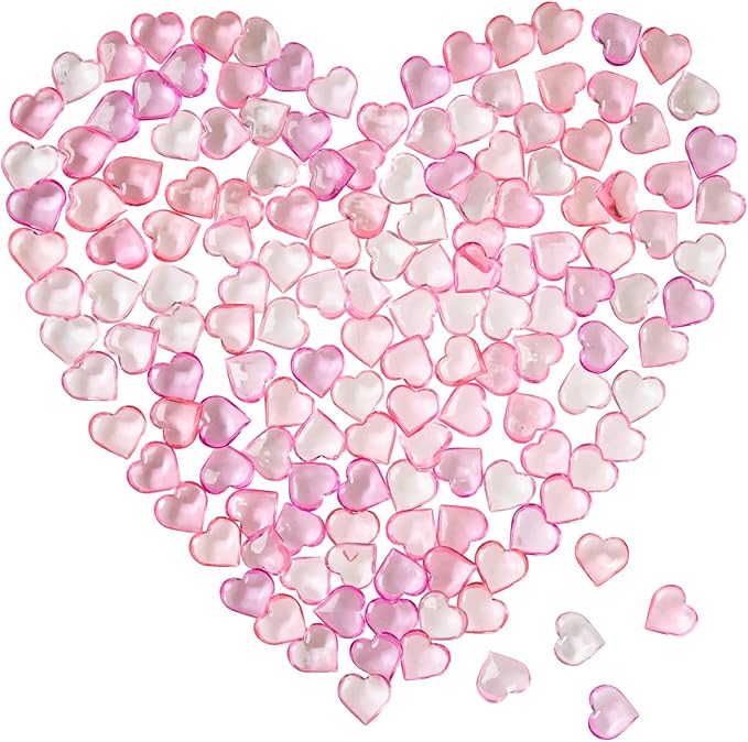 Homtable 150 Pieces Pink Red Acrylic Heart Table Scatter Vase Fillers, 5 Colors by Homtable