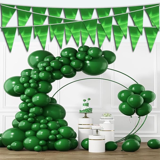 20M/65FT Green Triangle Pennant Banner Flag Metallic Fabric Bunting Garland - Image 3