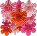 BestoFun 12 PCS Paper Flowers Fans Pink and Orange Party Decorations Paper by Unknown