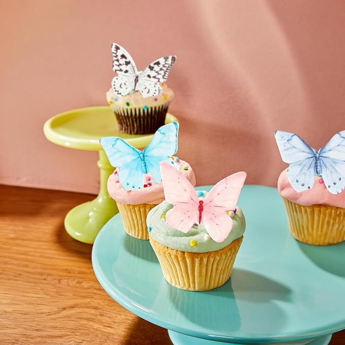 Ephlyn 48Pcs Edible Butterfly Cupcake Toppers Cupcake Picks Edible Butterfly - Image 6