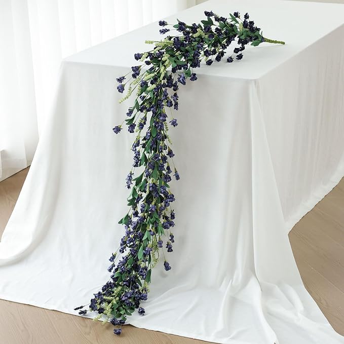 Mizii Blue Artificial Flower Garland 6FT Fake Wildflower Floral Garland Hanging by Mizii