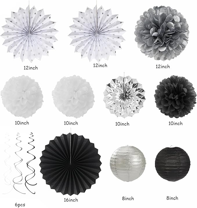 Black White-Silver Party-Decorations - Image 2