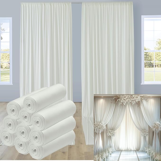leegleri 50ftx12ft Wrinkle Free Ivory Backdrop Curtain, 10 Panels 12FT Height by LeegleriTableSkirt