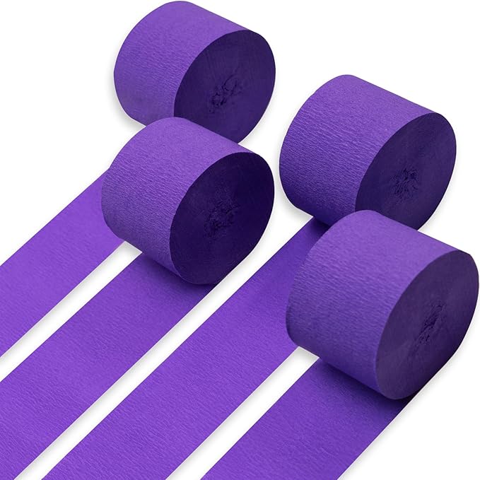 PartyWoo Purple Crepe Paper Streamers 4pcs 328ft Pack of Dark Purple Crepe by PartyWoo