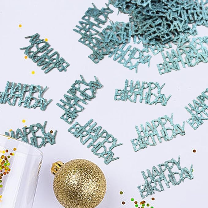 Blue Happy Birthday Confetti Birthday Table Decorations Baby Blue Glitter Table - Image 5