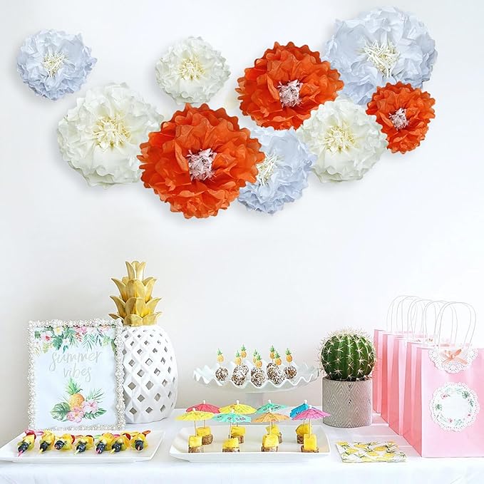 Yellow Paper Flower Pom Poms Wall Decorations - Image 8