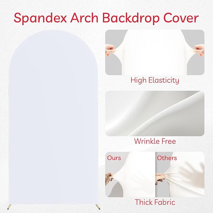 Arch Backdrop Stand Cover 6.6Ft White Thick Spandex Fabric Arch Backdrop Cover - Image 5