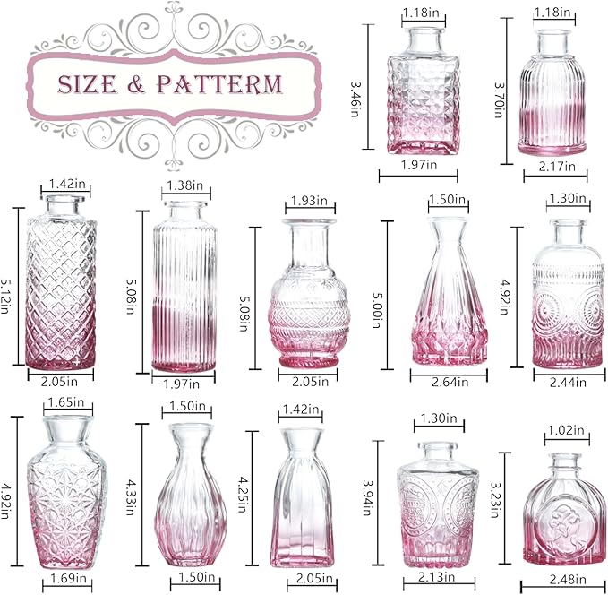 Bud Vases Set of 12, Glass Bud Vases in Bulk, Small Flower Vases - Image 4