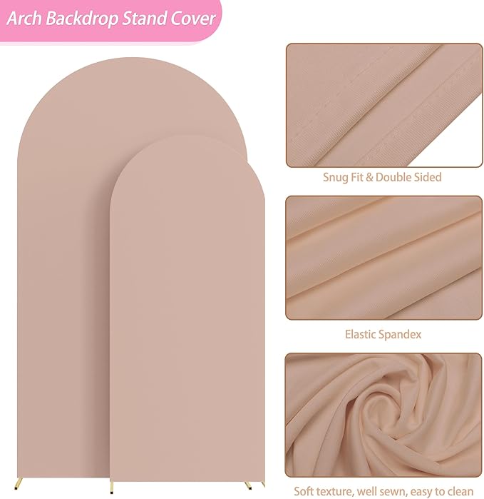 Fomcet Wedding Arch Cover 7.2FT, 6FT Nude Spandex Fitted Fabric Arch Backdrop - Image 3