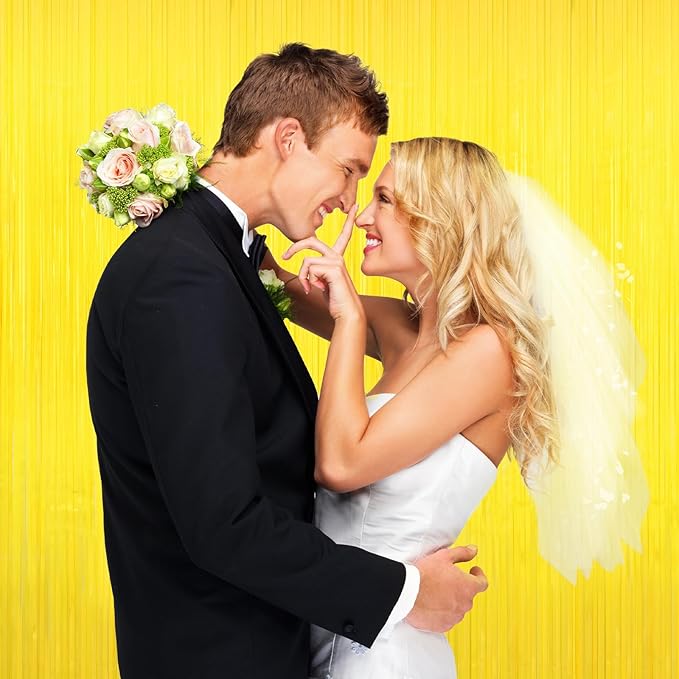 Yellow Tinsel Foil Fringe Curtains Backdrops, Tinsel Curtain Backdrop - Image 6