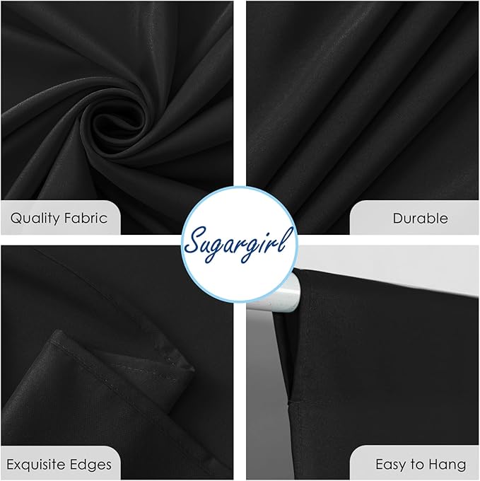 Sugargirl 10x10FT Black Backdrop Curtains Polyester Photo Backdrop Drapes - Image 7