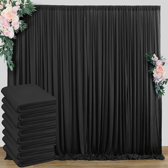 40 ft x 10 ft Wrinkle Free Black Backdrop Curtain by Outpain