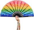 UV Glow Rave Fan, Bamboo Folding Clack Hand Fan by Raveahem