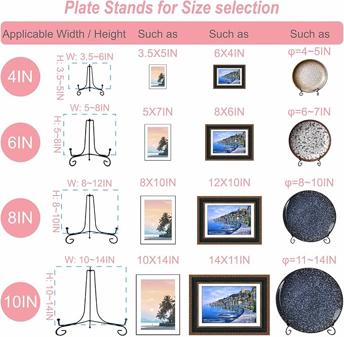 6PCS 3 Size Black Iron Plate Stands - Image 3