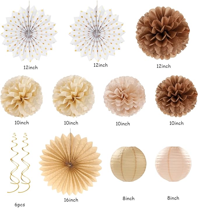 Boho Baby-Shower White-Brown Champagne Fall Party-Decorations - Image 3