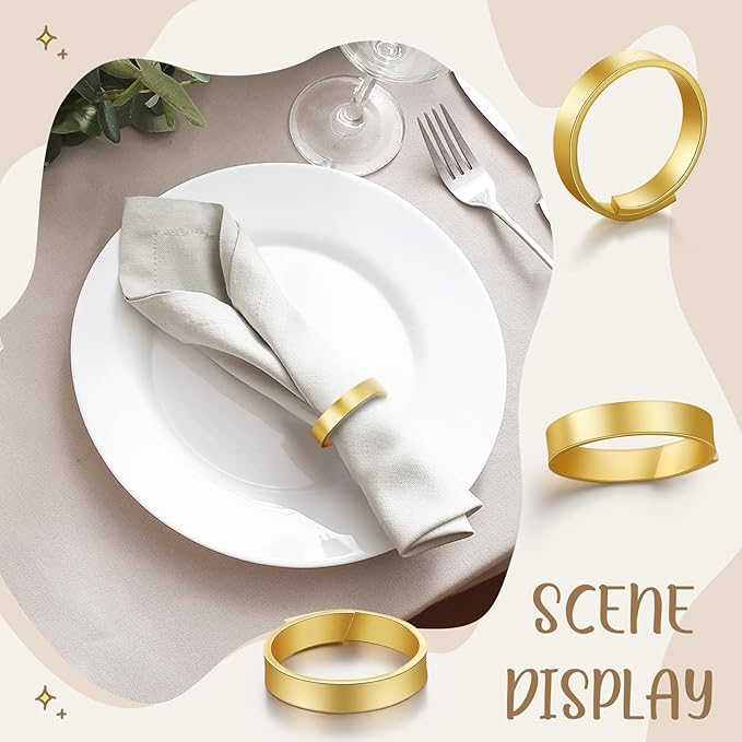 Lallisa Gold Napkin Rings Metal Napkin Ring Holders - Image 3