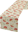 Mushroom Table Runner, Vintage Plant Print Table Runner by Unknown
