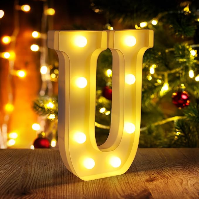 Light Up Letters U, LED Sign Marquee Letters 26 Alphabet by funsky