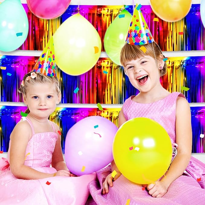 4 Pack 10 Feet Rainbow Foil Fringe Garland Metallic Tinsel Streamers Banner - Image 4
