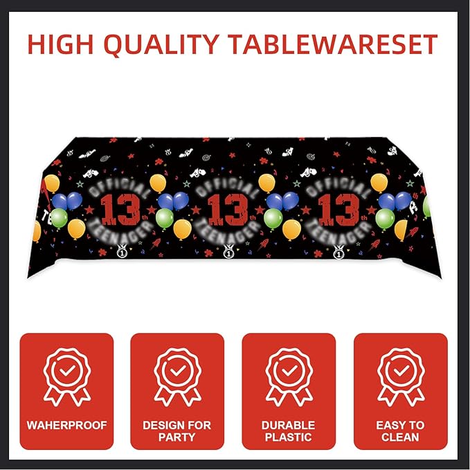 123pcs 13th Red and Black Party Decorations, Happy Birthday Banner Flags Paper - Image 5
