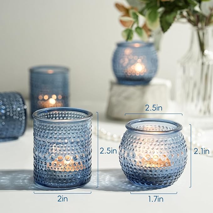 36pcs Votive Candle Holders, 2x2.5inchs Blue Elegant Glass Votives & Tealight - Image 2