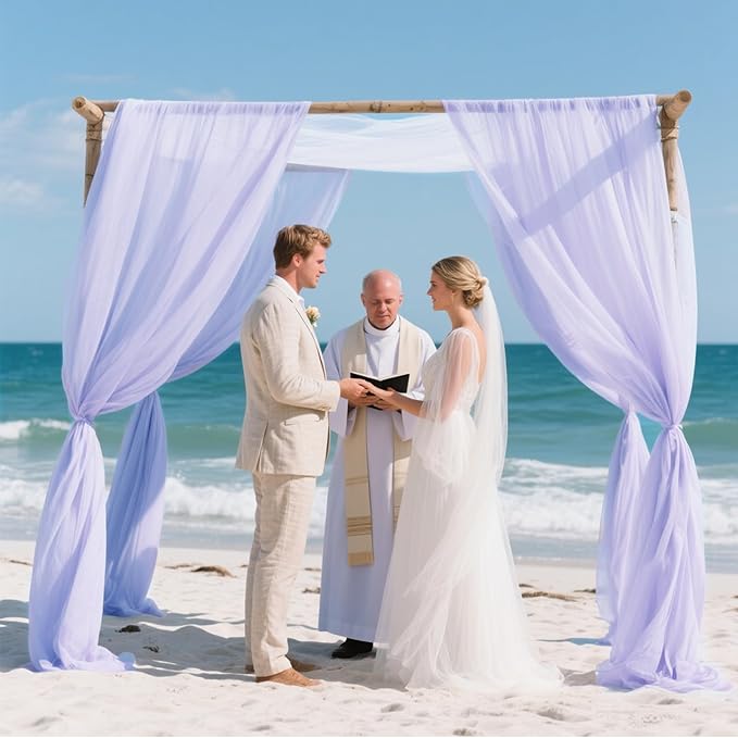 VOK Lavender Wedding Arch Draping Fabric Chiffon Fabric, 29in x 18Ft 2 Panels - Image 6