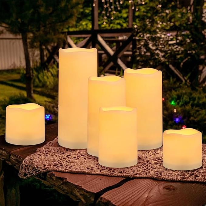 Flameless Battery Operated Outdoor Waterproof Set of 12 Pillar LED Candles - Image 4